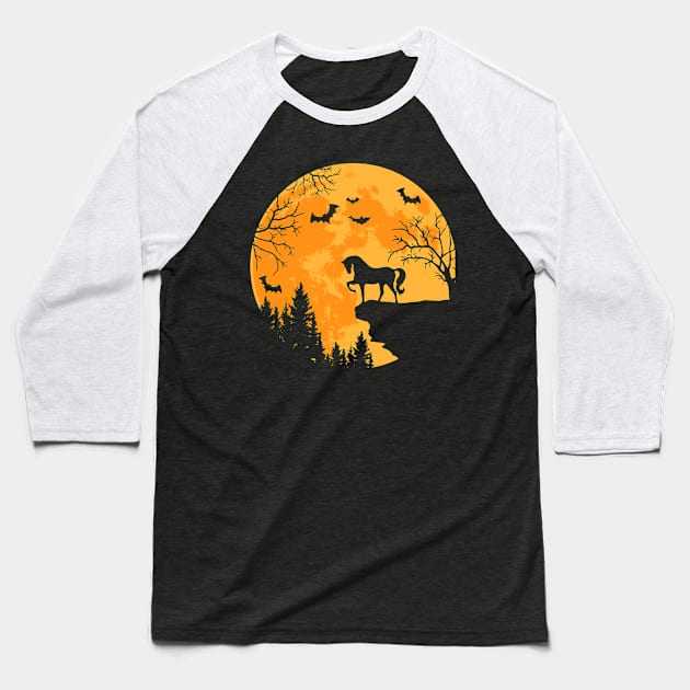 Horse Lovers Funny Horse And Moon Halloween Costume Baseball T-Shirt by saugiohoc994